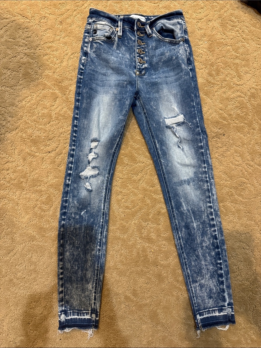 KanCan Distressed Skinny Jeans in Blue Wash